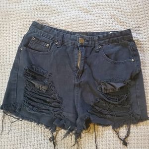 Prettylittlething Distressed High Waisted Shorts